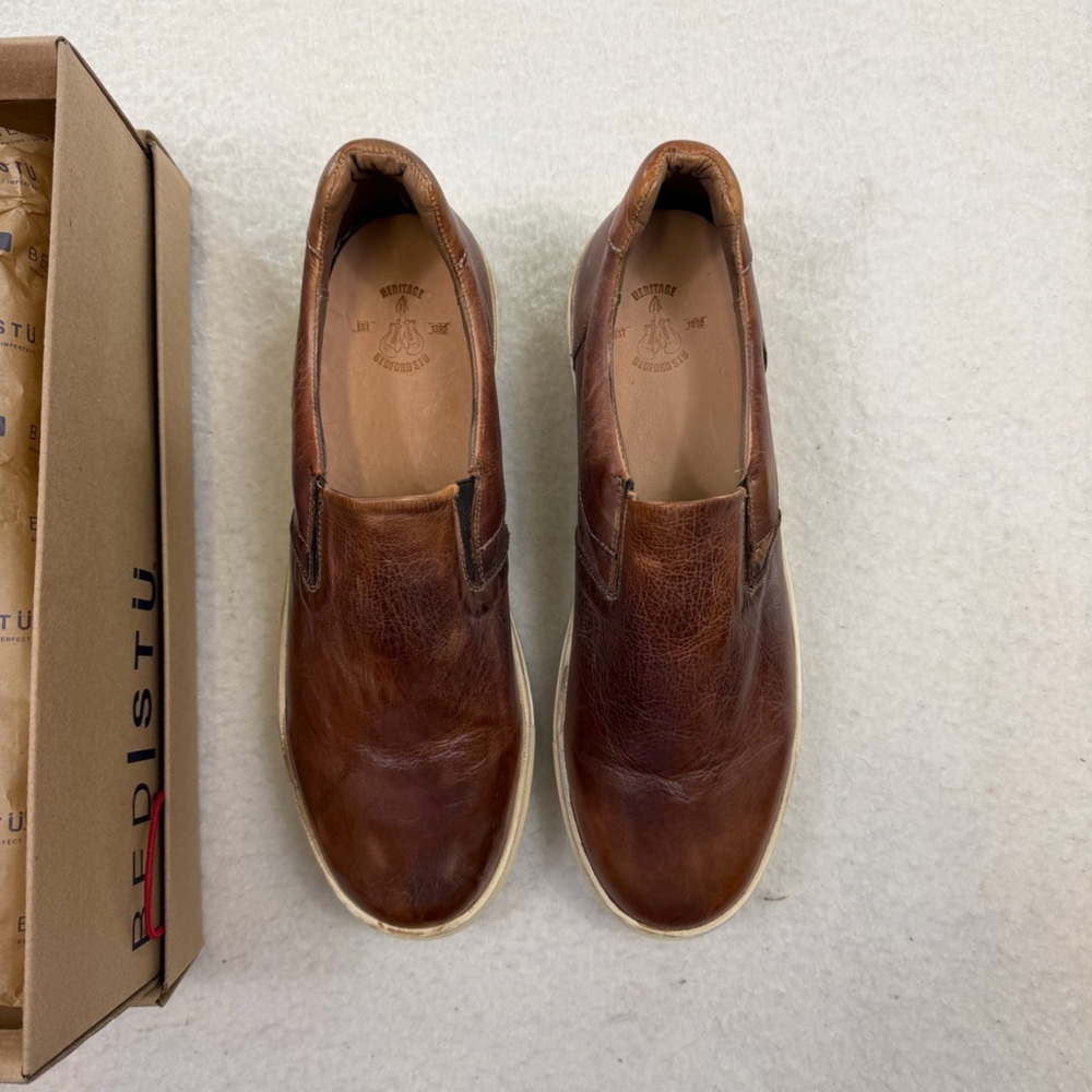 BED|STU Men’s Harry Tan Rustic Leather Slip On Sneaker Size 12 - Picture 3 of 8